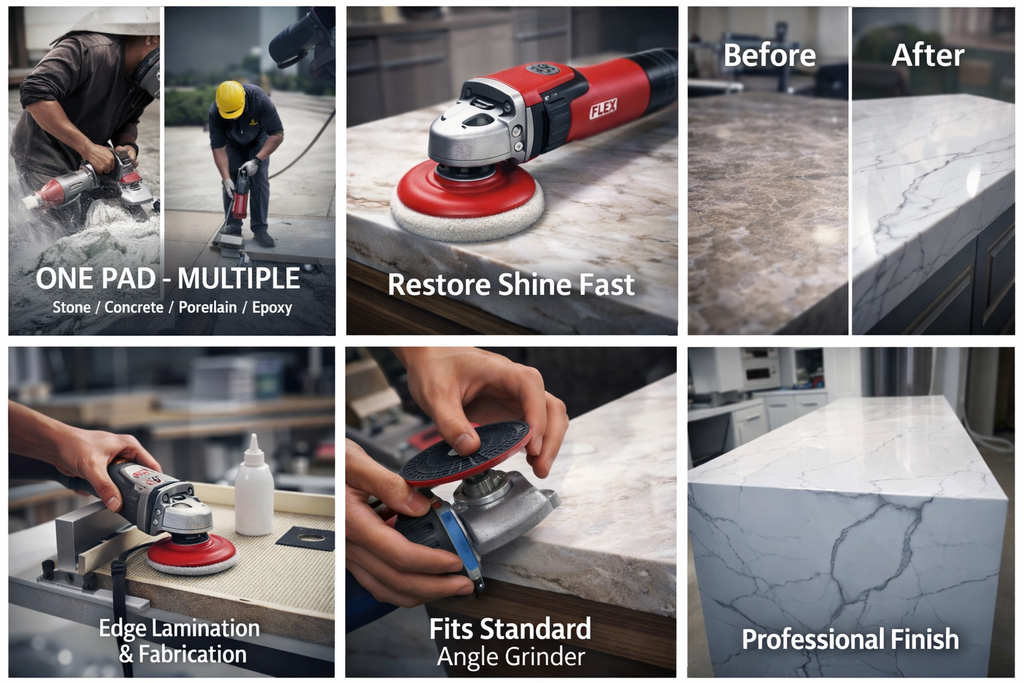 Professional 4” Diamond Polishing Pads for Granite, Marble & Concrete (7 PCS Set)
